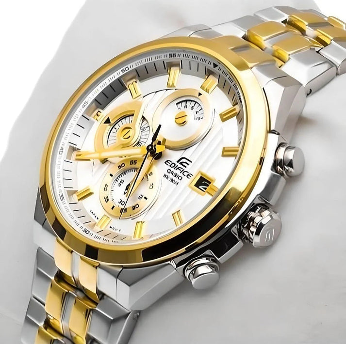 Casio Chronograph Gold & Silver Stainless Steel Watch
