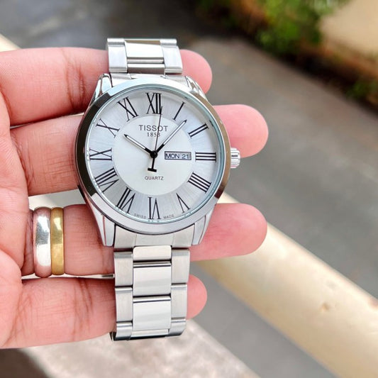 Tissot White Watch For Mens With Day And Date