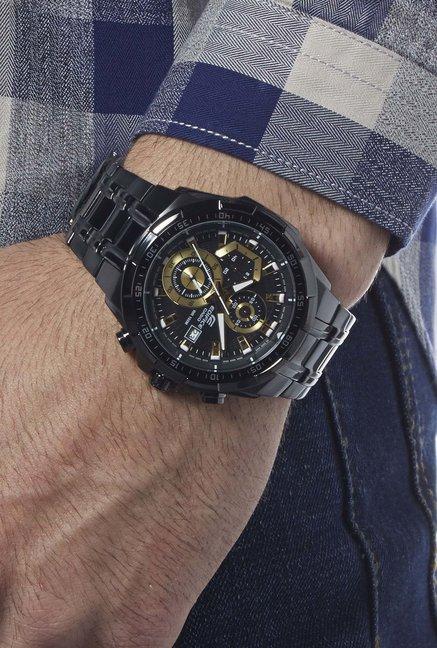 Casio Black & Gold Watch – Stainless Steel Strap for Men