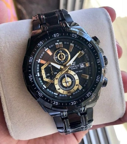 Casio Black & Gold Watch – Stainless Steel Strap for Men
