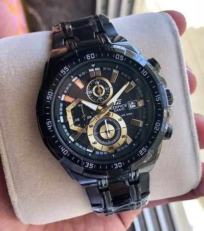 Casio Black & Gold Watch – Stainless Steel Strap for Men