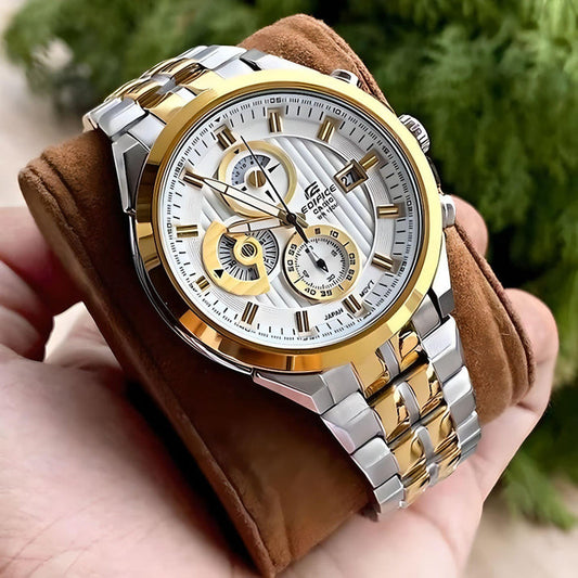 Casio Chronograph Gold & Silver Stainless Steel Watch
