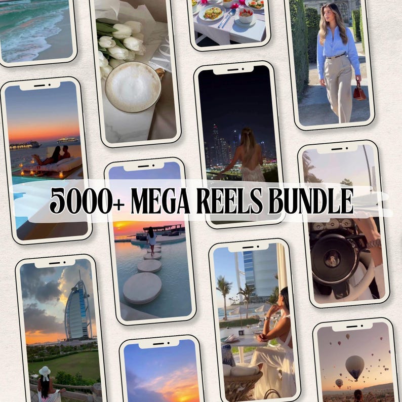 Faceless Reels Bundle Luxury Women Aesthetic Girl Instagram Faceless Digital Marketing MRR PLR Video Bundle Canva IG Travel Melanin Content